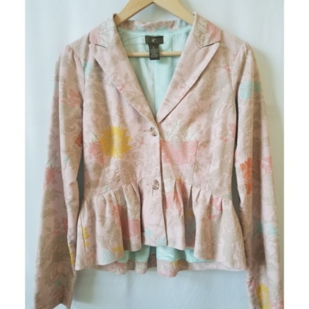 Anthropologie Floral Vintage Corduroy Blazer Boho